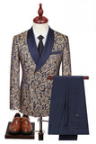 Black Double Breasted Shawl Lapel 3-Piece Men's Suits