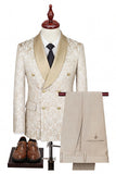 Black Double Breasted Shawl Lapel 3-Piece Men's Suits