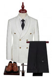 Black Double Breasted Shawl Lapel 3-Piece Men's Suits