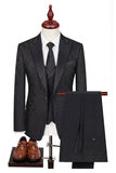 Black 3-Piece Peaked Lapel One Button Men's Suits