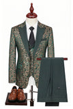 Black 3-Piece Peaked Lapel One Button Men's Suits