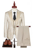 Black 3-Piece Peaked Lapel One Button Men's Suits