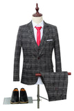 Black Plaid Notched Lapel One Button 3-Piece Men's Formal Suits