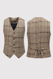 Black Plaid Notched Lapel One Button 3-Piece Men's Formal Suits