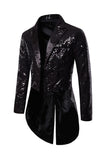 Black Sequin Peaked Lapel Double Breasted Men's Tuxedo Tailcoat