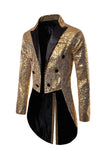 Black Sequin Peaked Lapel Double Breasted Men's Tuxedo Tailcoat