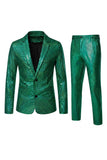 Black Metallic Grid Single Breasted Notched Lapel 2-Piece Men's Prom Suits