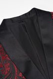 Black Jacquard Shawl Lapel Single Breasted Men's Blazer with Bowtie