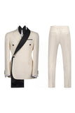Black 2 Piece One Button Notch Lapel Men's Prom Suits
