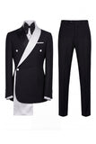 Black 2 Piece One Button Notch Lapel Men's Prom Suits