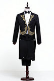 2 Piece Black One Button Peak Lapel Men's Suits