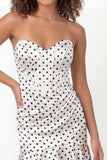 White Black Dot Bodycon Sweetheart Corset Mini Dress with Ruffles