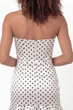 White Black Dot Bodycon Sweetheart Corset Mini Dress with Ruffles