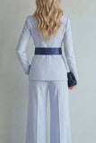 Light Blue Peak Lapel Single Breasted 2 Piece Wide Leg Prom Suits