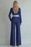 Light Blue Peak Lapel Single Breasted 2 Piece Wide Leg Prom Suits