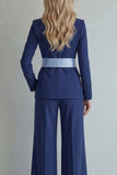 Light Blue Peak Lapel Single Breasted 2 Piece Wide Leg Prom Suits
