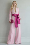 Light Blue Peak Lapel Single Breasted 2 Piece Wide Leg Prom Suits