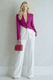 Black Pink Patchwork Single Breasted 2 Piece Wide Leg Notched Lapel Prom Suits