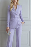 2 Piece Lilac Notched Lapel Double Breasted Slim Fit Prom Suits