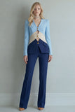 Blue Navy Patchwork Single Breasted 2 Piece Slim Fit Prom Suits