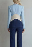 Blue Navy Patchwork Single Breasted 2 Piece Slim Fit Prom Suits