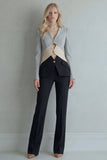 Blue Navy Patchwork Single Breasted 2 Piece Slim Fit Prom Suits