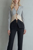 Blue Navy Patchwork Single Breasted 2 Piece Slim Fit Prom Suits
