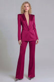 Blue Peak Lapel Single Breasted 2 Piece Wide Leg Prom Suits