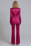 Blue Peak Lapel Single Breasted 2 Piece Wide Leg Prom Suits