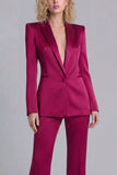 Blue Peak Lapel Single Breasted 2 Piece Wide Leg Prom Suits