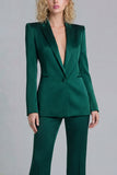 Blue Peak Lapel Single Breasted 2 Piece Wide Leg Prom Suits