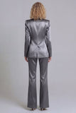 Blue Peak Lapel Single Breasted 2 Piece Wide Leg Prom Suits