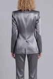 Blue Peak Lapel Single Breasted 2 Piece Wide Leg Prom Suits