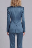 Blue Peak Lapel Single Breasted 2 Piece Wide Leg Prom Suits