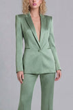 Blue Peak Lapel Single Breasted 2 Piece Wide Leg Prom Suits