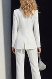 2 Piece Peak Lapel Single Breasted White Slim Fit Prom Suits