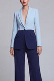Black Pink 2 Piece Peak Lapel Women Suits with Sleeves