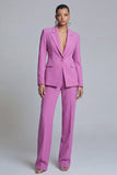 Purple 2 Piece Peak Lapel Women Suits with Sleeves