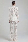 White Peak Lapel 2 Piece Boho Women Suits with Sleeves