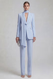 2 Piece Blue Single Breasted Slim Fit Shawl Lapel Prom Suits