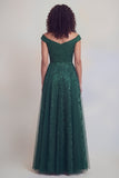Navy Floral A Line Long Mothe of the Bride Dress