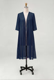 Sky Blue Chiffon Half Sleeves Jacket