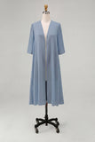 Sky Blue Chiffon Half Sleeves Jacket
