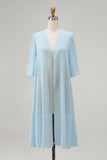 Sky Blue Chiffon Half Sleeves Jacket