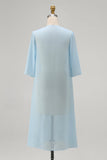 Sky Blue Chiffon Half Sleeves Jacket