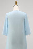 Sky Blue Chiffon Half Sleeves Jacket