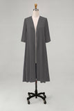 Sky Blue Chiffon Half Sleeves Jacket