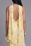 Chiffon White Pink Flower Strapless Sheath Ruffled Long Wedding Guest Dress with Neck Scarf