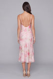 Sparkly Pink Bodycon Spaghetti Straps Sequin Printed Floral Midi Dress