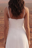 Spaghetti Straps Sheath Ivory Maxi Beach Wedding Dress